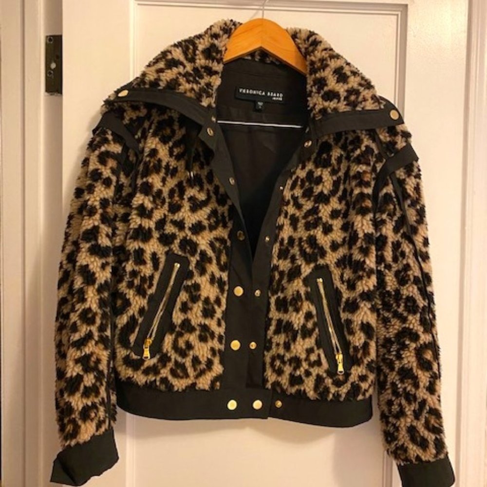 Veronica Beard Sherpa Bomber - Leopard Print